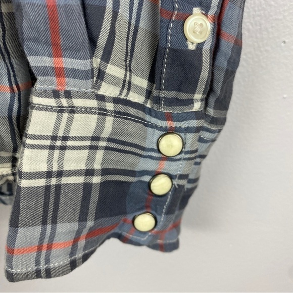 Denim & Supply Ralph Lauren Plaid Snap Down Shirt Small Blue Grey - Picture 10 of 12